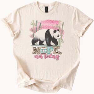 Nope Not Today Panda Shirt Cute Animal Graphic Tee Pink Bamboo Leopard Print